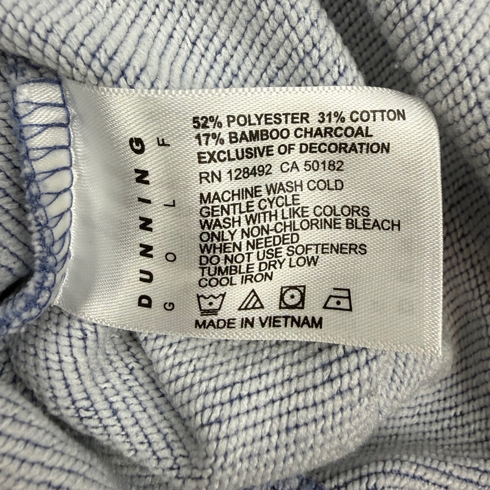 Dunning Golf Mens Blue Heather Quarter Zip Pullover Bamboo Charcoal Size L - Picture 10 of 11